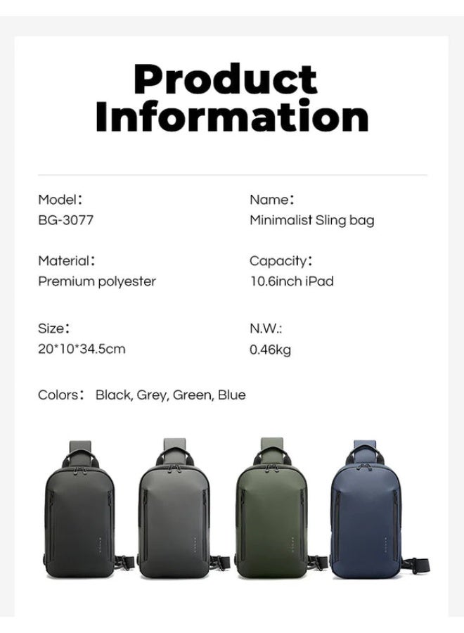 بانجي BANGE 3077 Green Hot Selling Wholesale Lightweight Everyday Sling Chest Bag Waterproof Minimalist Ergonomic Crossbody Bag for Men - Image 3